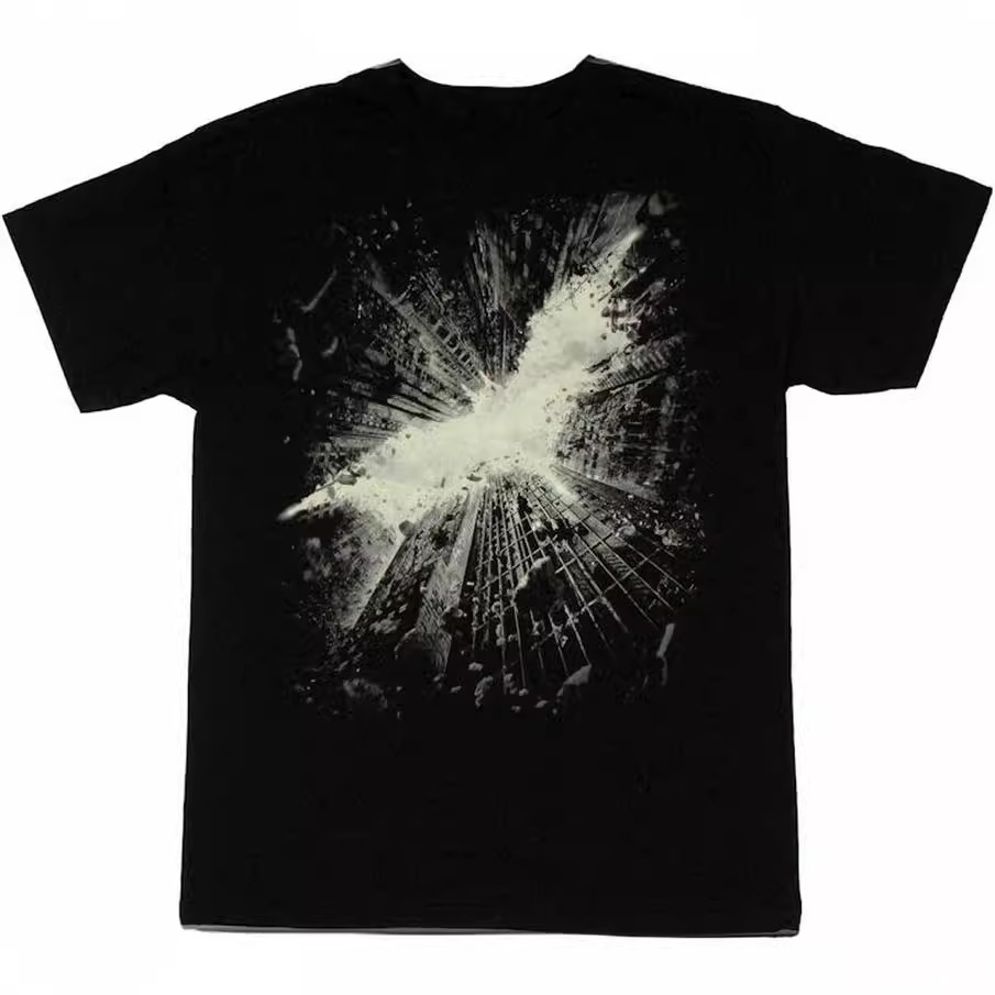 Batman蝙蝠黑暗骑士美式复古做旧漫画电影直喷印花经典男宽松T恤