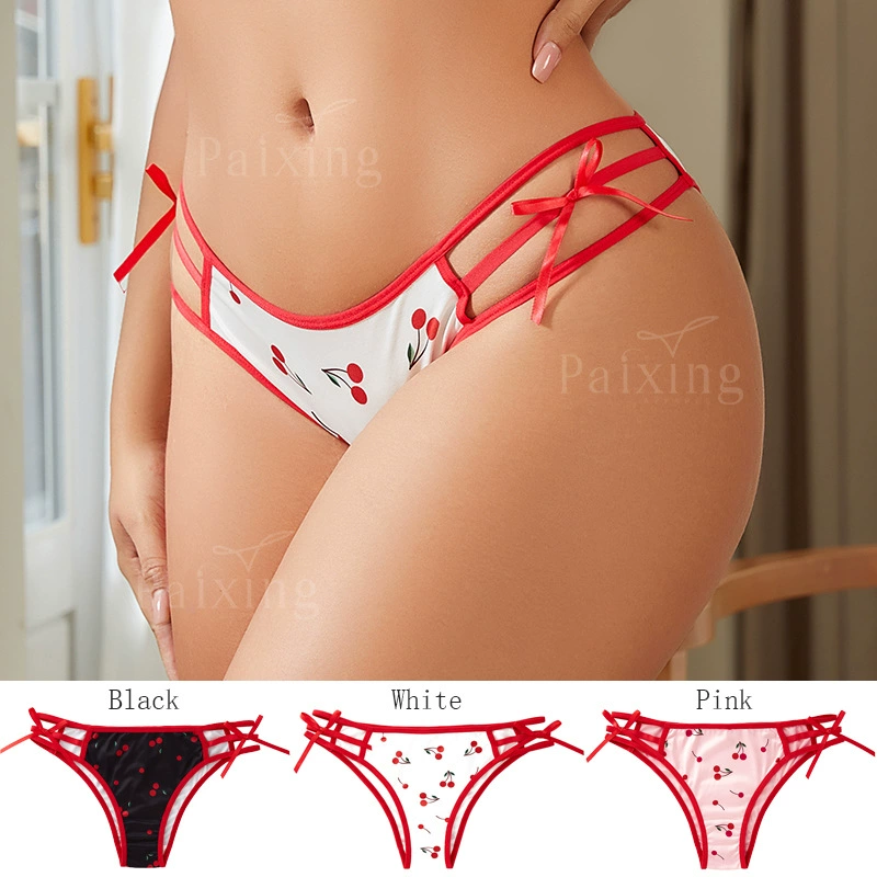 Мода с цветными ткаными лентами для украшения с низкой талией плюс размер женские трусы трусы сексуальный принт хлопчатобумажные нижнее белье