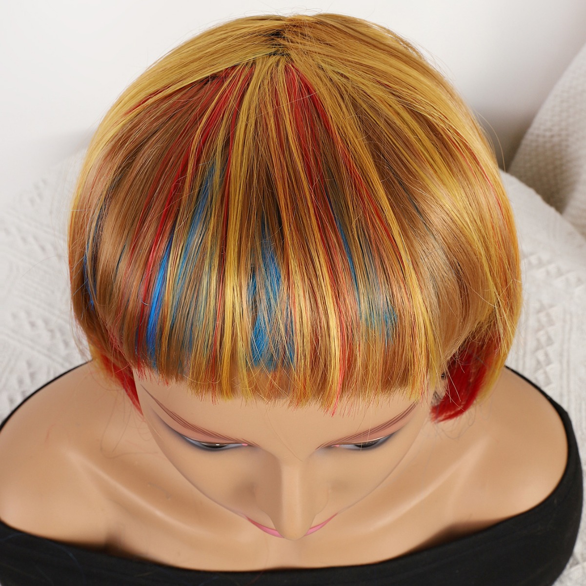 Transfronterizo nuevo marrón gradiente largo recto 12 pulgadas sin encaje pelo recto europeo y brasileño peluca