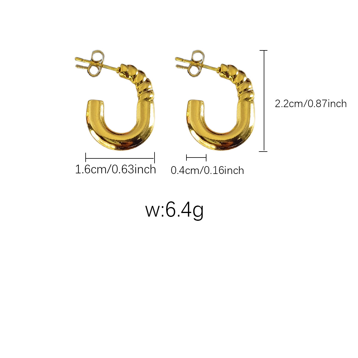 European American Best Selling High End Stainless Steel Versatile U Shape Earrings 18K Real Gold Plating detail image 12