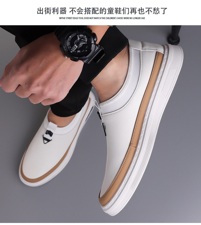 Giày sneaker nam cổ thấp dáng giày ván, mũi tròn, dây buộc, mặt da mềm — GX367 màu trắng, GX367 màu đen chi tiết 15