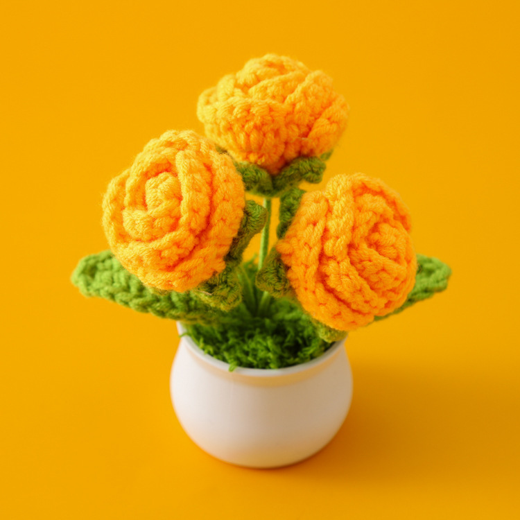 [완성된 작은 흰색 냄비] 노란 머리가 많은 장미