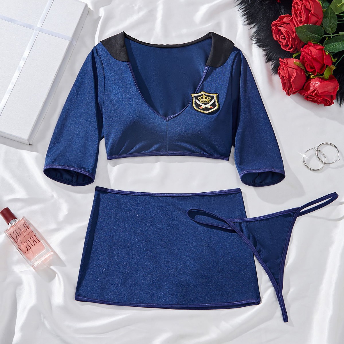 European and American Cross-Border Ready-Made Intimates Uniforms, Tempting Sexy Briefs, Uniforms, Tempting Butt-Covering Uniforms, Policewomen and Stewardesses