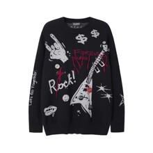 ��������L����  Rock�T�fë�� ����Oversizedӡ��ᘿ�����