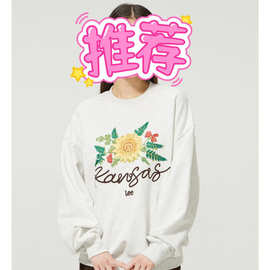 太阳花重工刺绣纯原单男女同款圆领卫衣