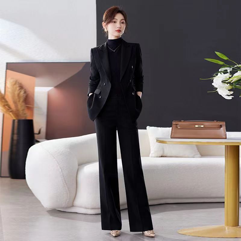 西装套装女外套新款格子质感厚款正装休闲职业装套裤秋冬装|undefined