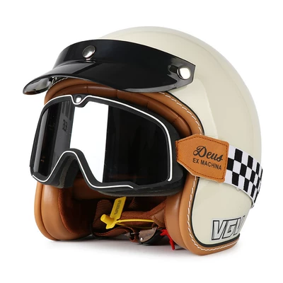 Motosiklet dəbilqələri – Women - m-milky-white-black-and-white-checkered-goggles-free-hat-brim-face-towel