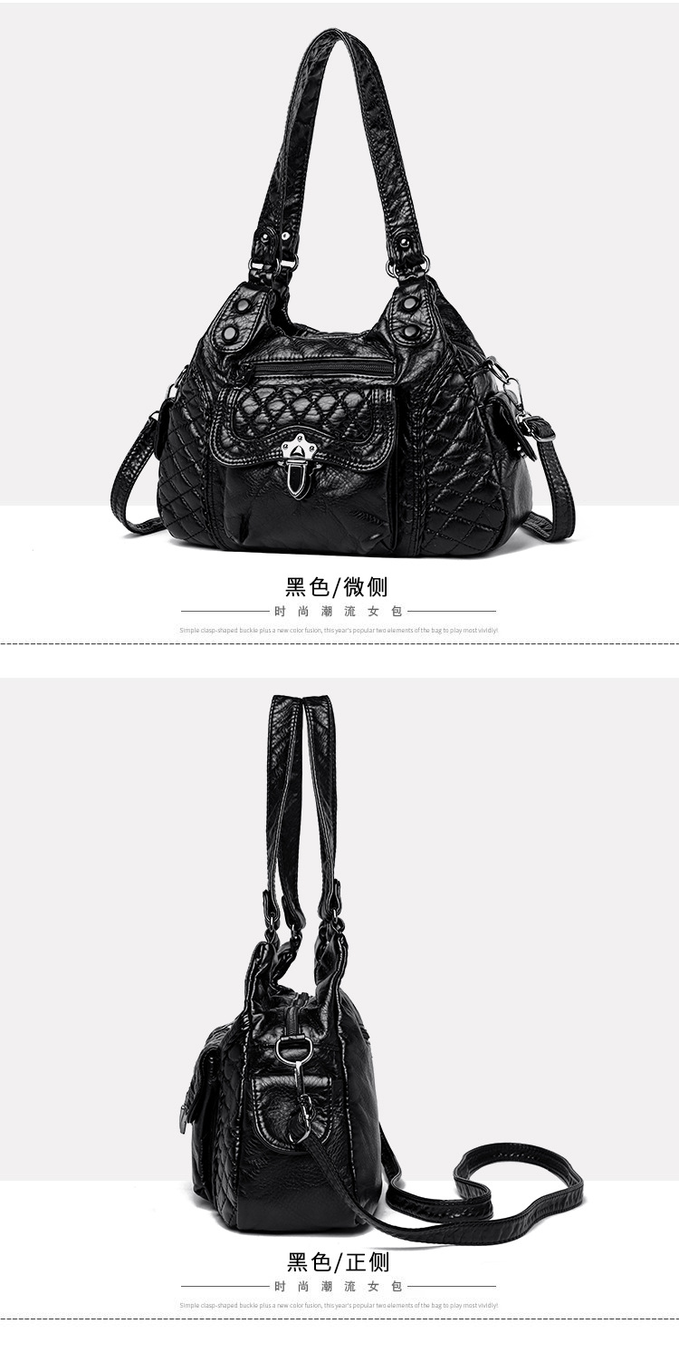 2023 New Mom Commuting Large Capacity tote handbag, washed leather pu women's bag, polyester single-shoulder bag undefined