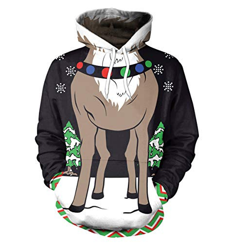 Primavera y otoño Navidad suéter con capucha impresión digital 3D hombres y mujeres con la misma tendencia suéter casual suelto