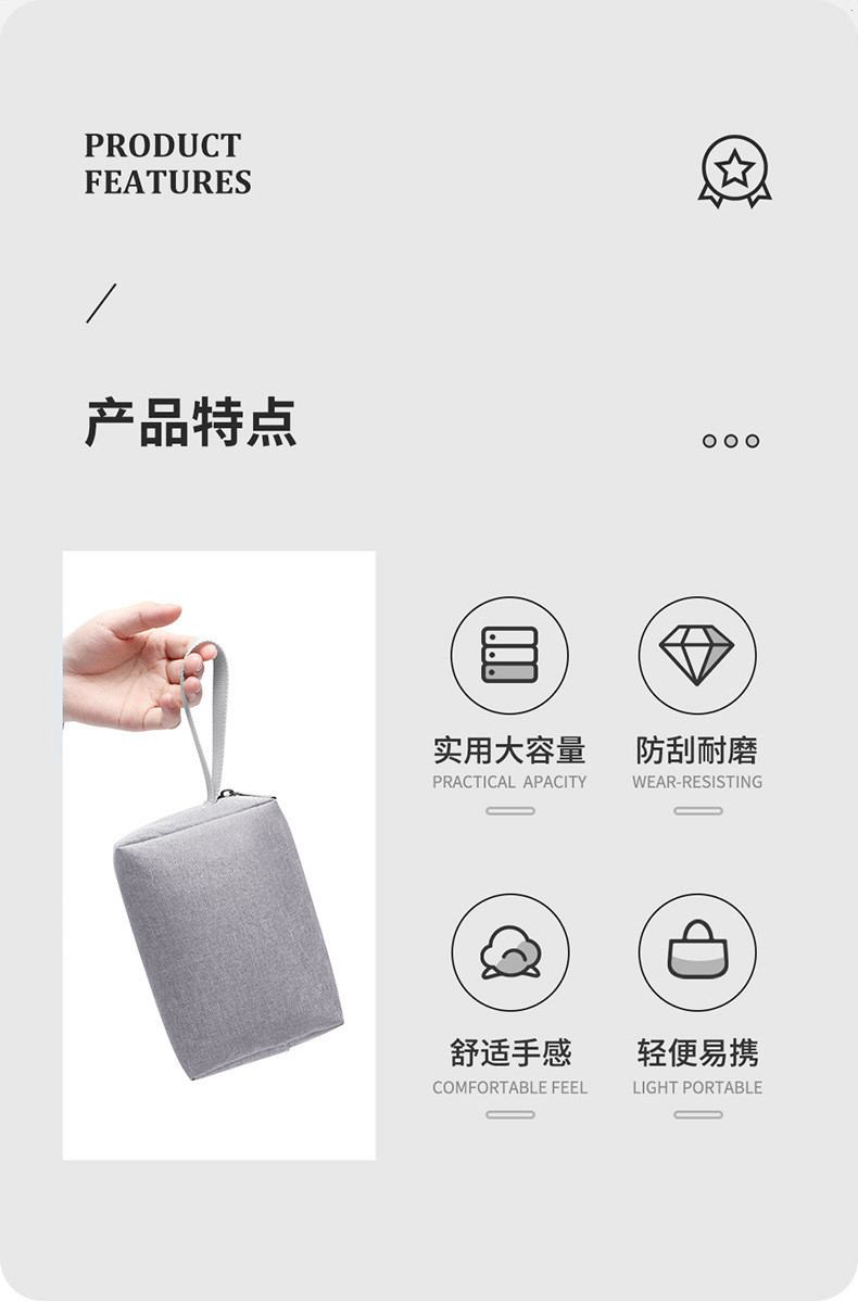 Cross-border in-stock hand-held toiletry bag 300D cationic waterproof cosmetic bag Oxford cloth storage notebook power bag undefined