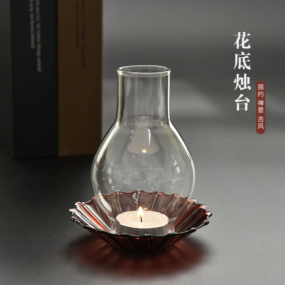 Zen стеклянный подсвечник домашний винтажный ветрозащитный подсвечник простой подсвечник новый китайский стиль подсвечника