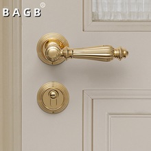 BAGB意式法式金色门锁锌合金PVD亮金分体静音家用卫生间门把手锁