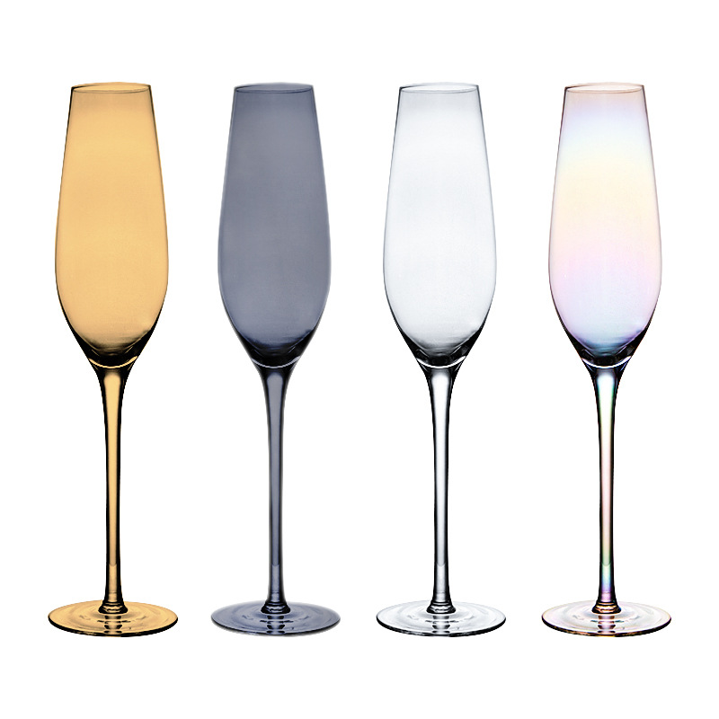 Traje de copa de champán de cristal de gama alta electrochapado copa de arco iris Internet celebridad burbuja copa de vino dulce copa de vino regalo al por mayor
