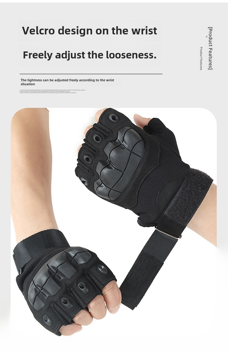 Tactical gloves men's half finger outdoor training fighting hard shell protective riding sports non-slip wear-resistant full finger gloves_maomaolike.com
