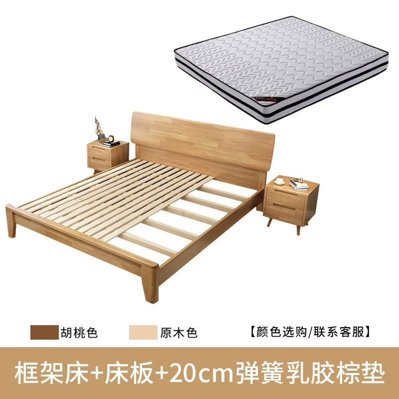 北欧酒店家用全实木双人储物床现代简约民宿出租屋气压高箱实木床|undefined