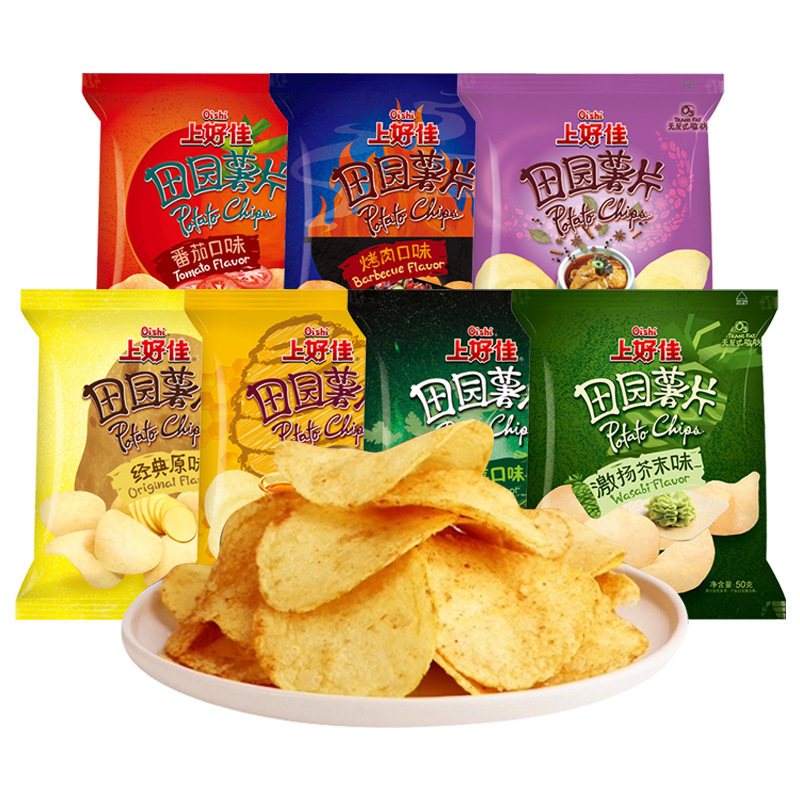 上好佳田园薯片50g*10包经典原味番茄味烤肉味零食小吃休闲食品|undefined