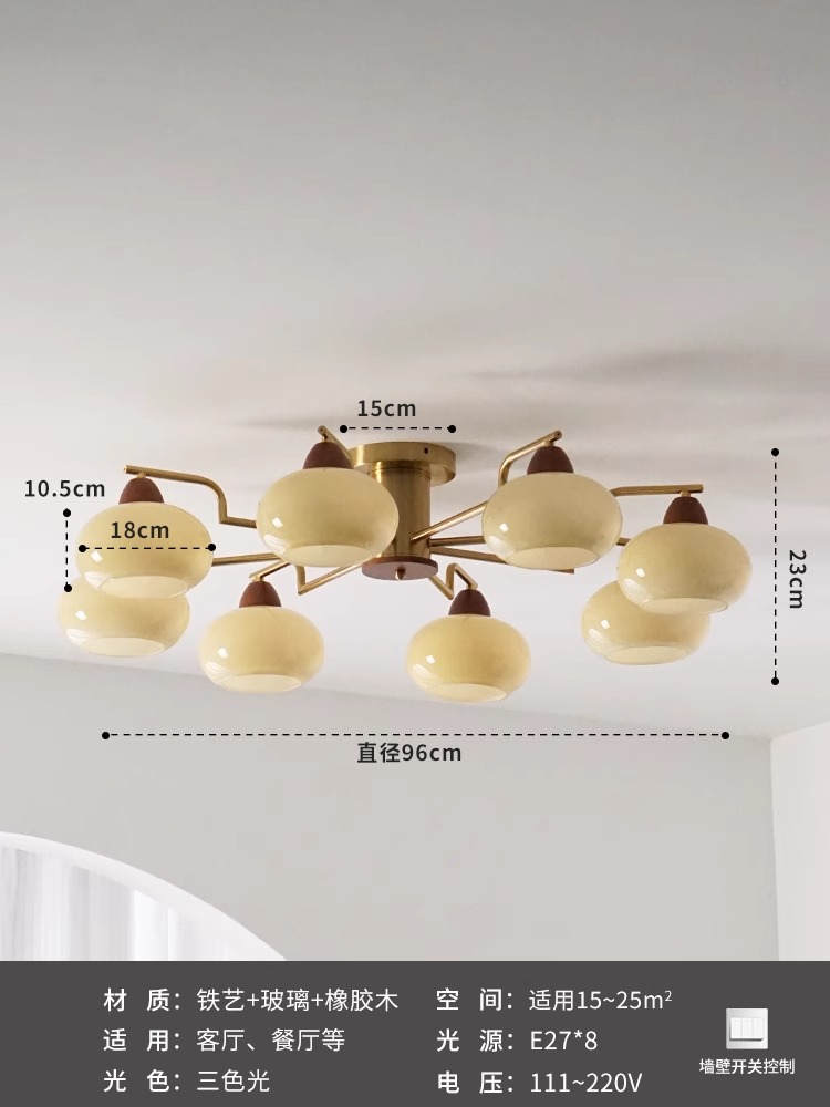 American retro dormitorio lámpara de techo Bauhaus crema de viento vintage comedor estudio sala de estar luz principal