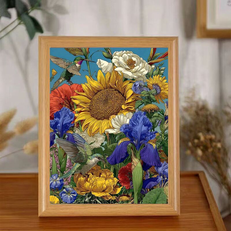 Van Gogh's Dried Flower Sunflower Desktop Table Living Room Dining Room Gift Commemorative Photo Frame Ornaments Decorative Entrance Hanging Painting