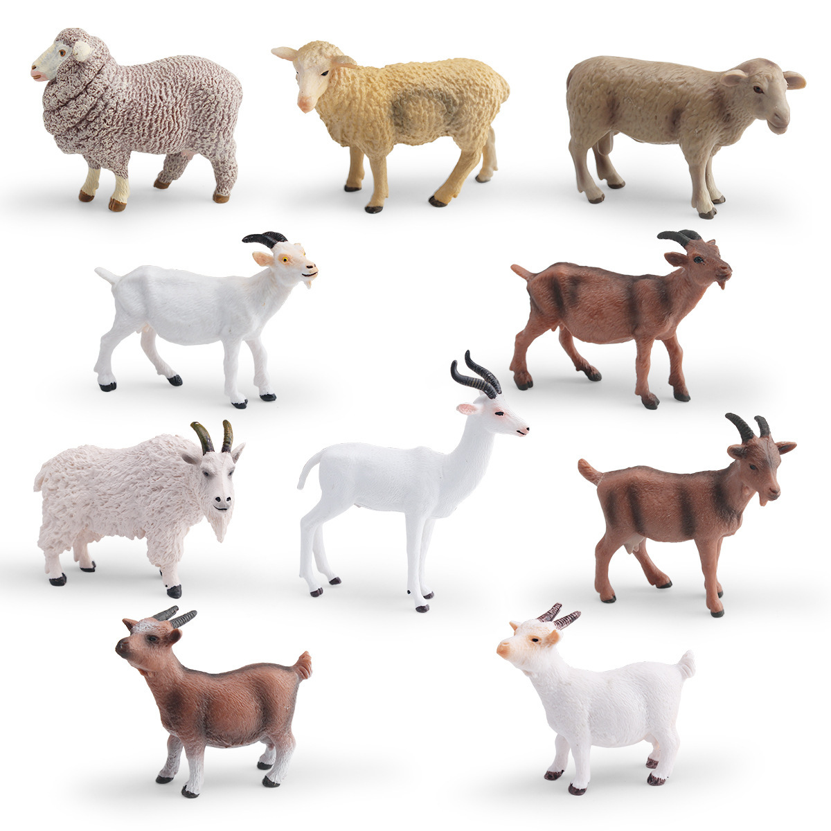 Modelo animal de simulación transfronteriza Alpaca, cabra, ciervo, avestruz, cachorro, poní, oveja, oveja de nieve, adornos estáticos