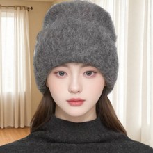 高比例羊驼毛针织帽女秋冬保暖护耳毛线帽包头冷帽子羊驼毛保暖