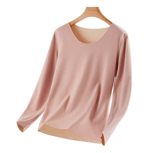 秋冬徳绒保暖衣加绒加厚AB面磨毛新款保暖内衣长袖无痕打底套装女