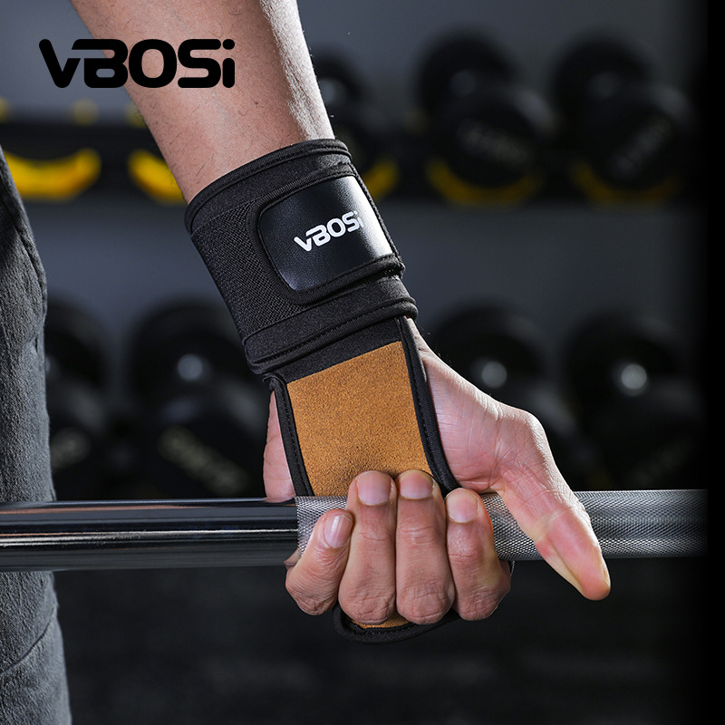 Vbosi Weightlifting Horizontal Bar Cowhide Palm Protection Weightlifting Fitness Pull-Up Deadlift Grip Auxiliary Booster Belt