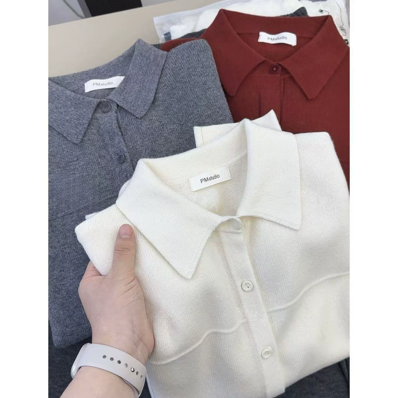 Шерстяная рубашка "Мягкий утолщенный воротник однобортный рубашка шерстяной вязаный кардиган