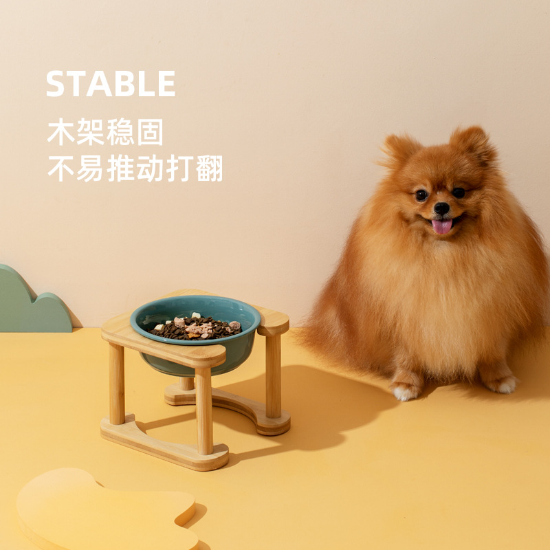 Tazón de cerámica para perros tazón de comida para perros tazón de agua para perros plato para perros gato doble tazón de protección columna cervical anti-golpe Amazon al por mayor