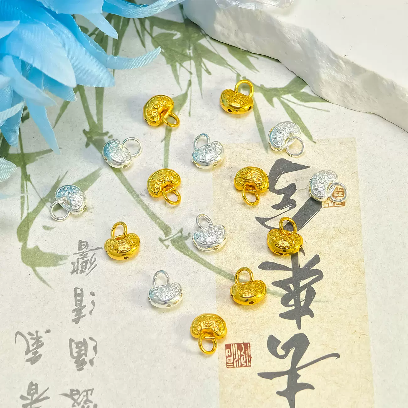 足银9993D硬银喜乐如意吊坠项链DIY挂件手工穿绳挂坠手链配件配饰