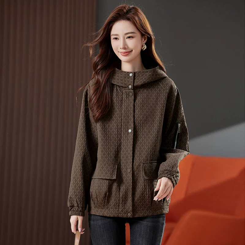 Осеннее trench coat, куртка для отдыха с капюшоном, стиль высокого класса, плюс размер