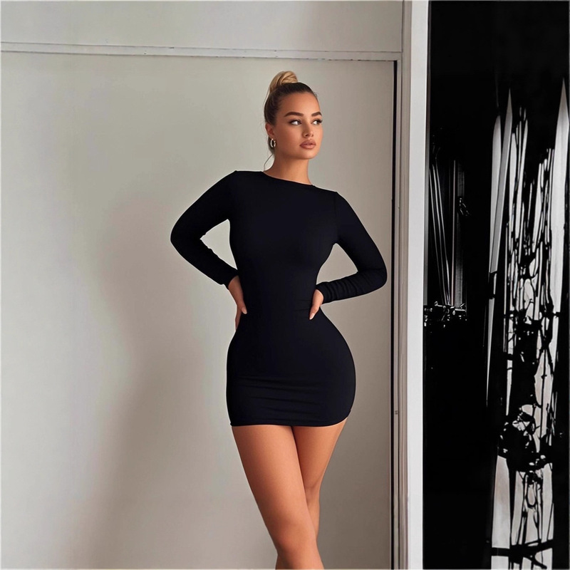 Cross-Border Dress Amazon Tight Hip-Hugging Skirt European and American Ladies Sexy Hot Girl Backless Nightclub Party One-Step Skirt