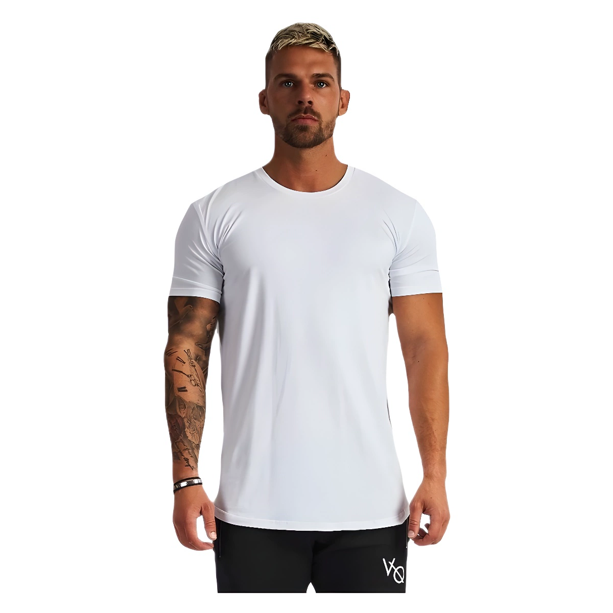 Muscle Fitness Brothers Трансграничная Внешняя торговля Мужские Летние виды спорта Отдых Фитнес Сплошной цвет Легкая пластина Футболка с коротким рукавом