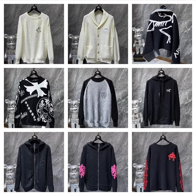 2026 New Cross-Border Foreign Trade Crochet Zipper Sweater with Cross-Pattern Leather Sleeves, Made from Selected High-Quality Wool 2026 New Cross-Border Foreign Trade Crochet Zipper Sweater with Cross-Pattern Leather Sleeves, Made from Selected High-Quality Wool