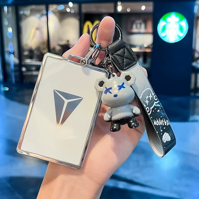 Car key bag Card Key Case Sl03 Card - changan-cyan-card-key-single-shell-white-gray-violent-bear-pendant