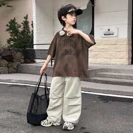 男童夏季短袖套装帅气时髦儿童夏装2025男孩中大童新款时尚两件套