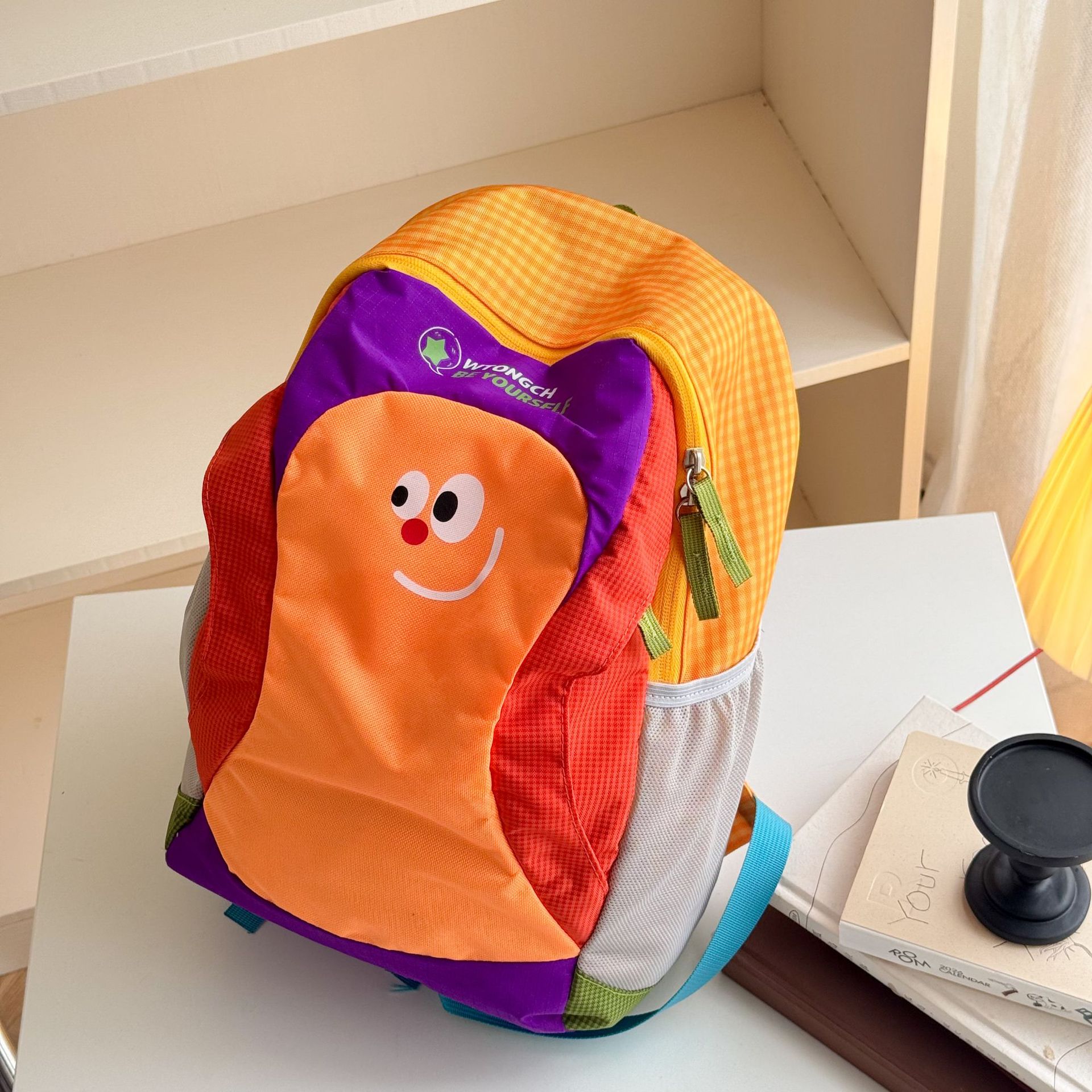 Caricatura encantadora mochila escolar de estilo contraste de color para niños y niñas viajar mochila de viaje de gran capacidad mochila infantil
