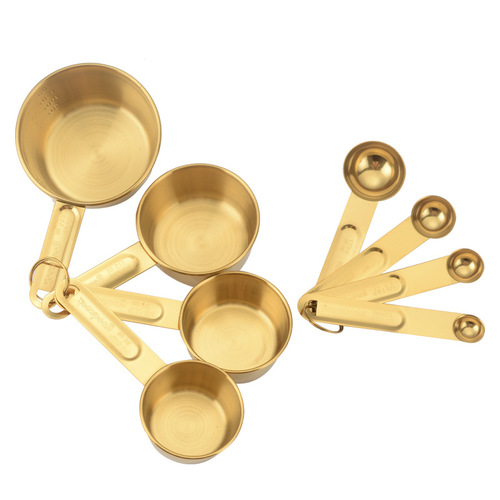 Cross-border wholesale baking tools stainless steel measuring cup dessert metal coffee milk powder measuring spoon with scale