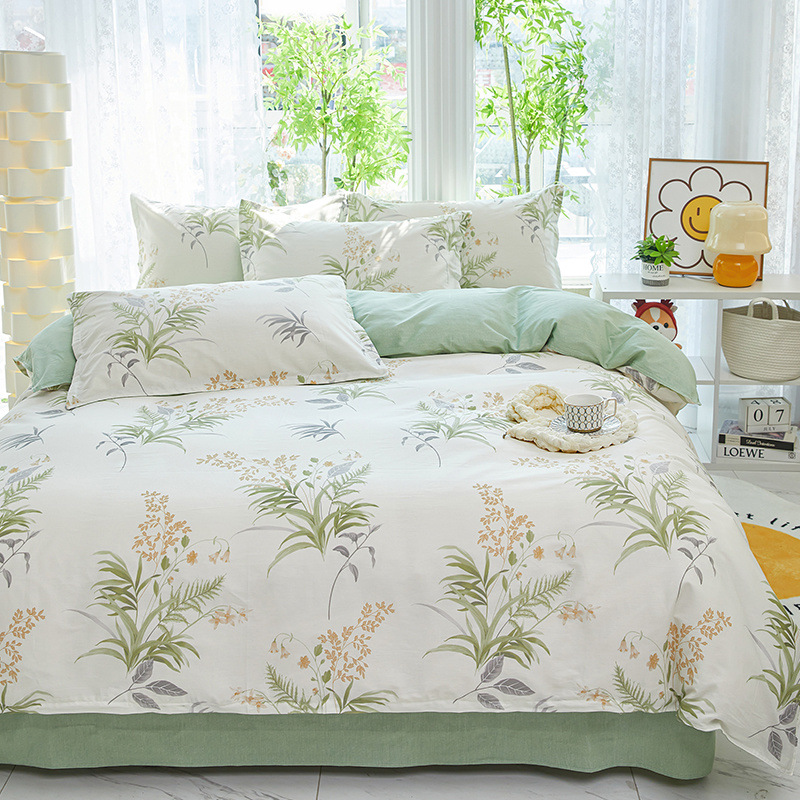 2025 ropa de cama de cuatro piezas de algodón de nuevo estilo ropa de cama de algodón funda de edredón ropa de cama de tres piezas de una sola cama doble