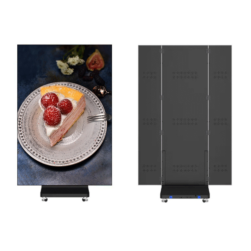 Tres pantallas LED plegables, control de teléfonos móviles, pantalla de doble cara, pantalla de póster electrónico LED, máquina de publicidad LED de alta definición