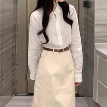 早春女装2024茶系穿搭一整套韩剧小香风时尚气质衬衫连衣裙子套装
