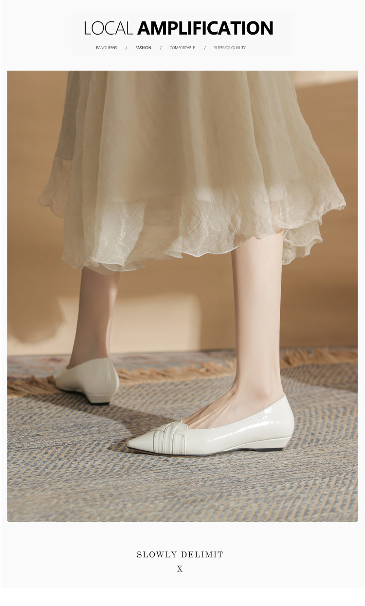 Giày cao gót nữ mũi nhọn gót wedge kiểu Pháp, gót thấp, miệng nông — màu đen chi tiết 7