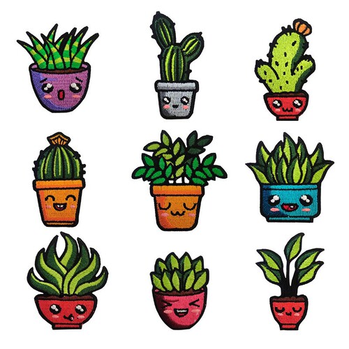 Plant Potted Flower Embroidery Patch, Versatile and Fashionable Clothing Patch for DIY Decoration, Embroidered Ripped Hole Repair Patch with Hot Melt Glue