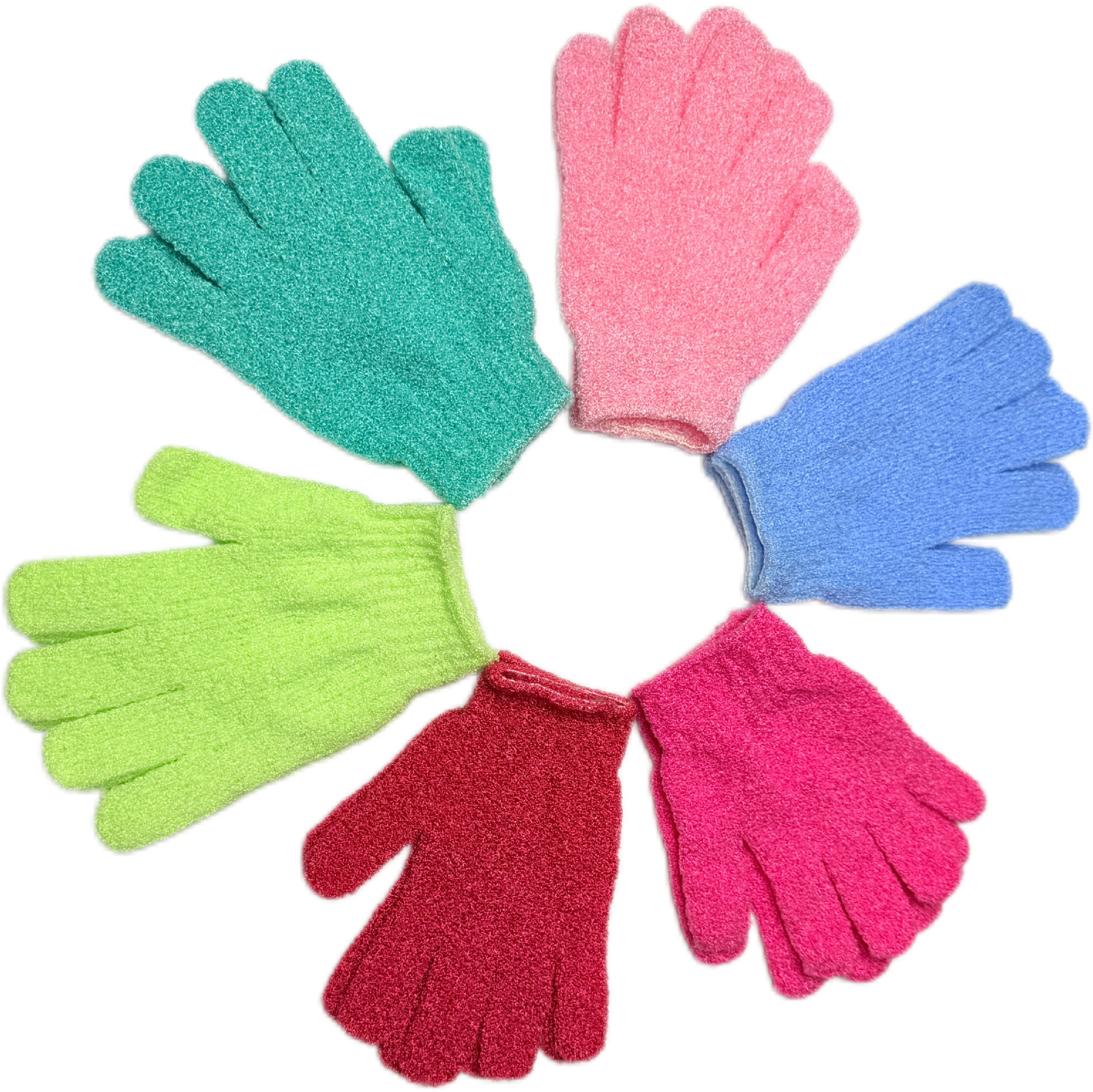 Guantes de baño de exfoliación de cinco dedos de nylon guantes de baño guantes de masaje guantes de spa fábrica de guantes de belleza