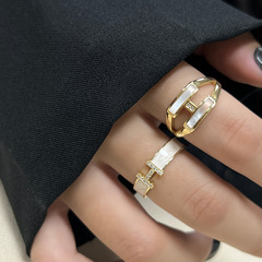 日韓設計款滴膠潮時尚戒指女生輕奢風高級感食指指環跨境外貿配飾