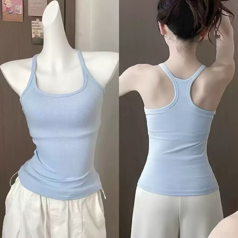 Hot Girl Halter Neck Beautiful Back Camisole for Women, Summer 2026 New Style with Chest Pads, Slim Fit Base Layer Top Hot Girl Halter Neck Beautiful Back Camisole for Women, Summer 2026 New Style with Chest Pads, Slim Fit Base Layer Top