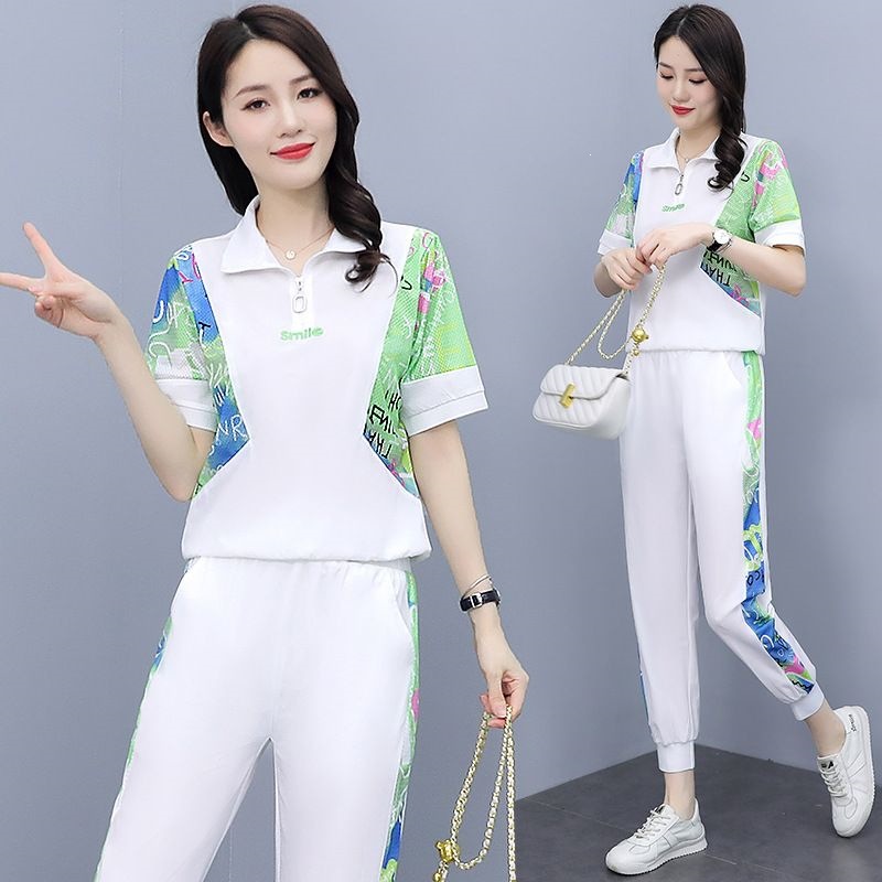 Women's Slimming Sports Suit Set Fashionable Casual Two Piece Set With Top And Jogger Pants For Summer_ecoleips.com