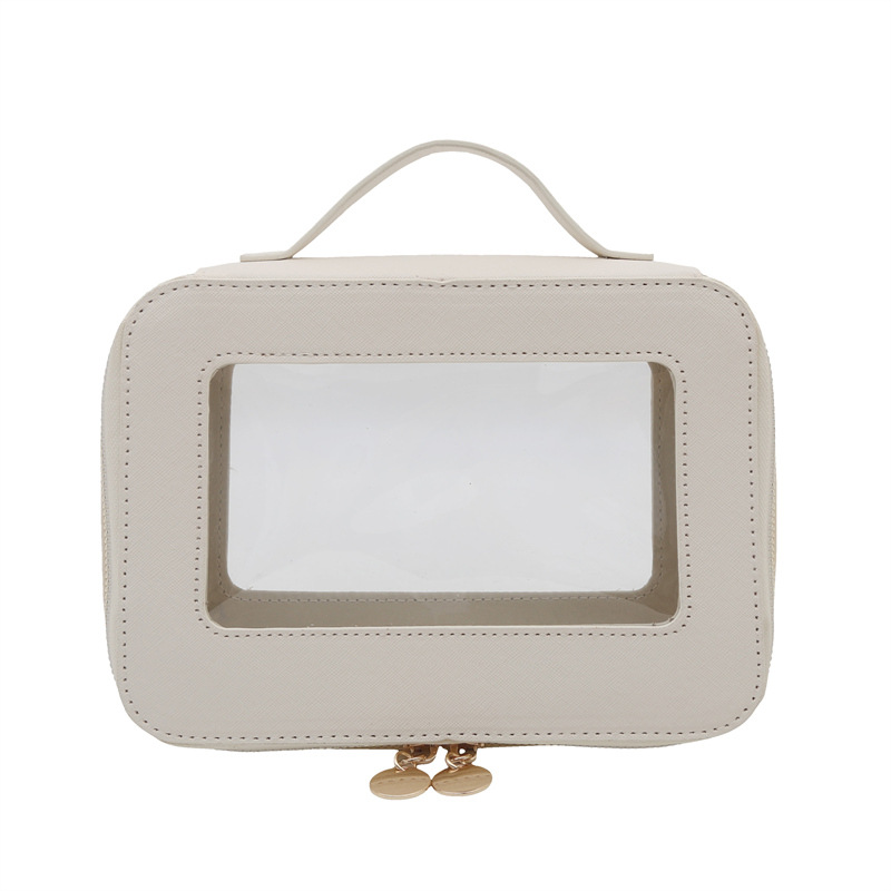 Bolso de Mano Transparente para Maquillaje de PU y PVC para Viajes y Uso Diario