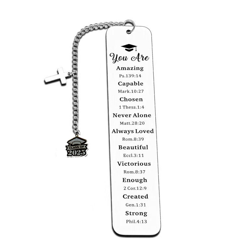 새로운 2025 스테인리스 스틸 북마크 선물 크로스 펜던트 졸업식 기념 교사의 날 추수감사절 선물