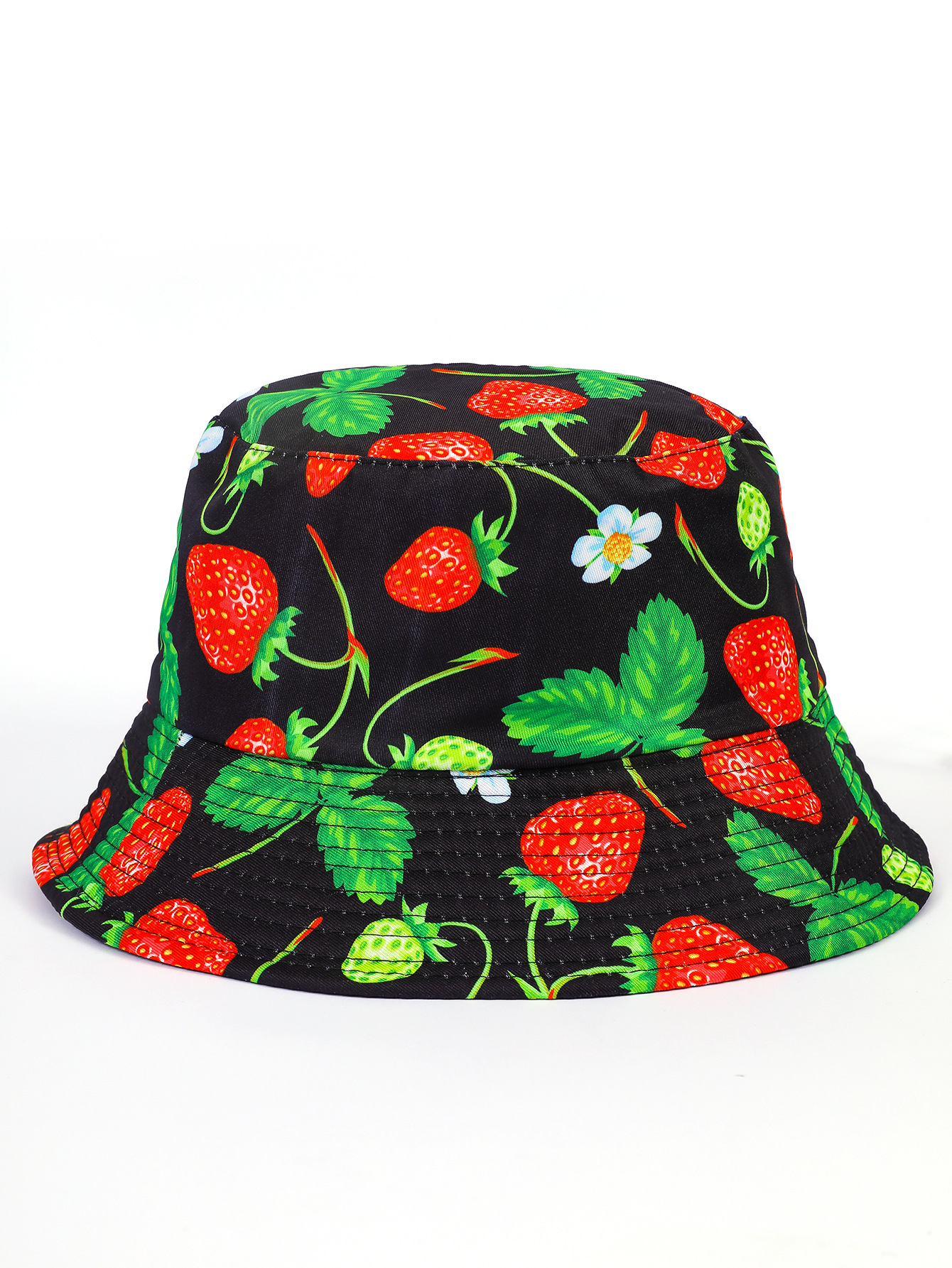 Fresa patrón pescador sombrero femenino primavera y verano nuevo sombrero de sol de doble cara sombrero de la cuenca de la moda europea y americana sombrero para el sol