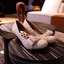 【法式新品】蕾丝蝴蝶结高跟鞋女2025新款时尚百搭细跟浅口单鞋